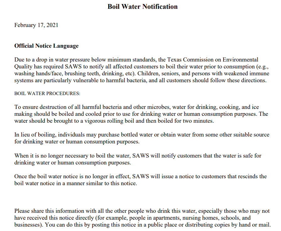 SAWS notice