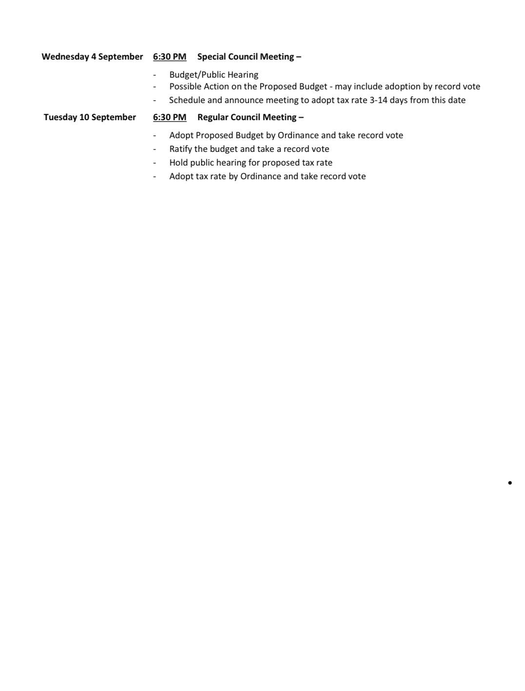 Amended Budget Calendar 2024 2